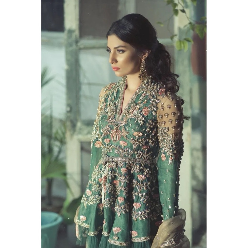 Pakistani Designer Arjumand Bano Indian Mendhi Shaadi Bridal Wedding Dress
